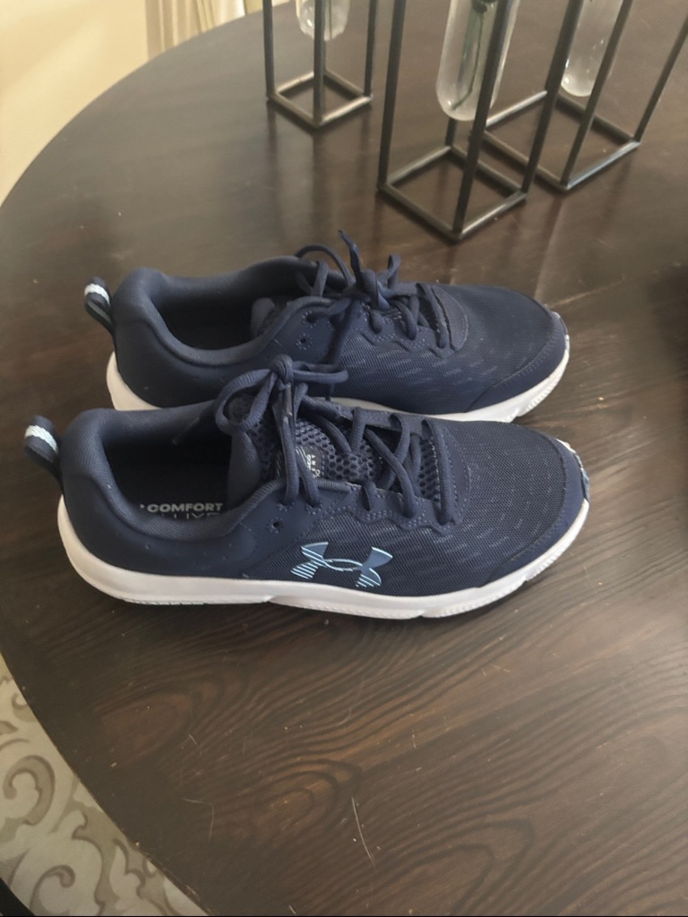 Under Armour women’s Navy and White UA Athletic Sneakers. Worn once